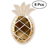 TINKSKY 8Pcs Disposable Paper Plates Pineapple Shaped Party Supplies Gold Stamping Food Plate - Wedding Luau Hawaii Party Supplies