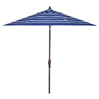 Treasure Garden 9-Foot (Model 810) Deluxe Auto-Tilt Market Umbrella Bronze Frame Sunbrella Fabric: Milano Cobalt Stripe (Includes 3 Year Extended Frame Warrantee)