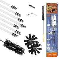 COVA 24 Feet Dryer Vent Cleaning Kit Flexible Drill Powered Rotating Duct Lint Remover Synthetic Brush Head Quick Snap Locking Rods,Includes Extra Brush Head