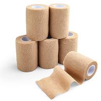 6Pack Self-Adherent Bandage Wrap, 3Inch x 5Yards, 6Rolls, Self Adherent Wrap, Breathable Bandage Wrap Rolls, Athletic SportsTape, First Aid Tape for Wrist, Ankle, Medical Stretch Wrap, Tan Colors