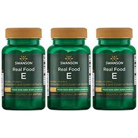 Swanson Real Food E from Non-GMO Sunflower Oil 400 Iu 60 Sgels 3 Pack