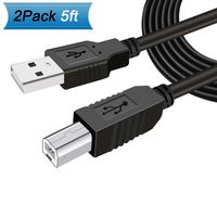 SCOVEE Printer Cable,USB Printer Cable for HP OfficeJet Laserjet Envy,Canon Pixma,Epson Workforce Stylus Expression Home,Brother,Silhouette Cameo,Dell Scanner Fax High Speed Cord 5FT 2 Packs