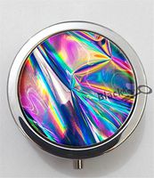 BlackKey Holographic Pattern 3-Compartment Decorative Pocket Gift Box Case Organizer for Pill, Color 1 -2115