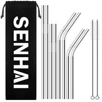 SENHAI Set of 8 Stainless Steel Straws for 30oz 20oz Tumblers Cups Mugs, Metal Drinking Straw with Cleaning Brush for 30 20 Ounce Yeti Rambler Rtic Ozark Trail