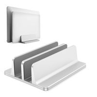 BHUATO Vertical Laptop Stand Aluminum Alloy Adjustable Dock Size Double Slots Desktop Holder Compatible with MacBook/Surface/HP/Dell/Chrome Book/iPad