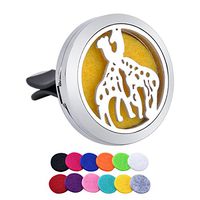 Tornado Two Giraffes Aromatherapy Car Air Freshener Stainless Steel Essential Oil Diffuser Locket Car Vent Clip 12 Refill Pads