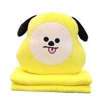 BTS Plush Toy Soft Animal Doll Pillow with Blanket for Office Nap Christmas Birthday Gift Home Decor (Yellow, Blanket)
