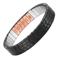 Agneti Men's Magnetic Stretchable Black Stainless Steel with Copper Bracelet in Gift Packaging