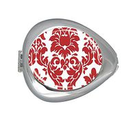 Damask Red Custom Silver Oval Pill Box Pocket Purse Pill Case Medical Tablet Holder Weekly Pill Organizer Decoration Box Wallet