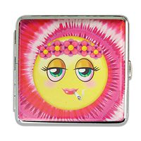 Hard Box Cigarette Wallet Carrying Case for 100 mm Cigarettes, Cash & Cards - Flower Crown