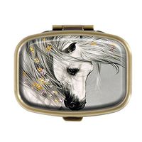 Top A Horse Custom Personalized Square Pill box Decorative Box Vitamin Container Pocket Or Wallet (Horse-3)