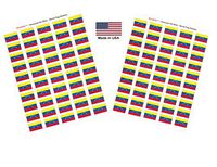 Made in USA! 100 Country Flag 1.5" x 1" Self Adhesive World Flag Scrapbook Stickers, Two Sheets of 50, 100 International Sticker Decal Flags Total (Venzuela)