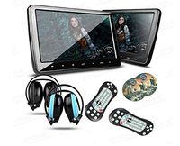 XTRONS 2X 10.1 Inch Twins HD Digital Screen Car Headrest DVD Player Ultra-Thin Detachable Touch Button HDMI Port with 2 IR Headphones Included