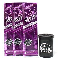 Kush Hemp Wraps All Natural Grape Flavor 2 Wraps Per Pack (3 Packs)