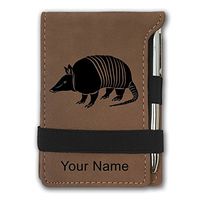 Mini Notepad, Armadillo, Personalized Engraving Included (Dark Brown)