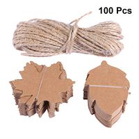 SUPVOX Kraft Paper Hanging Tags Christmas Thanksgiving Leaves with 10m String Gift Package 100 Pcs (2 Shapes)