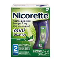 Mini Nicorette Nicotine Lozenge Stop Smoking Aid, 2 mg, Mint Flavored Smoking Cessation Product, 81 Count
