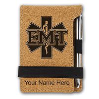 Mini Notepad, EMT Emergency Medical Technician, Personalized Engraving Included (Cork)