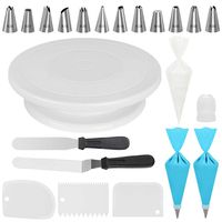Kootek Cake Decorating Kits Supplies with Cake Turntable, 12 Numbered Cake Decorating Tips, 2 Icing Spatula, 3 Icing Smoother, 2 Silicone Piping Bag, 50 Disposable Pastry Bags and 1 Coupler