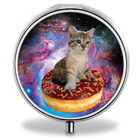 IMLONE Pill Organizer, Customized Donuts Pill Boxes with 3 Components and Mirror for Travelling and Daily Needs