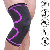 Bufccy Knee Brace Knee Protection Support Compression Sleeves, Wraps Pads for Running, Biking, Football, Basketball Sports, Pink XL