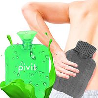 Pivit Hot Water Bottle with Cover | Heat Up & Refreezable Cold Pack Rubber Compress | XL Portable, Reusable, Reheatable & Transparent Ice Bag | Therapy Heating Pad Warmer | Warming Pain Relief (Green)
