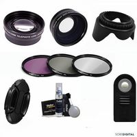 WIDE ANGLE MACRO LENS + TELEPHOTO ZOOM LENS + REMOTE CONTROL + HD FILTER KIT FOR CANON EOS REBEL DSLR T1 T2 T3 T4 T5 T6 T1I T2I T3I T4I T5I T6I TSS