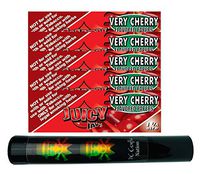 Herb Airtight Tube Pocket Protector with Juicy Jay's Very Cherry 1.25 Flavored Hemp Rolling Papers 5 Count DC Crafts Nation- Rasta Skull