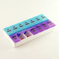 Yardwe Novelty Weekly Pill Container 7 Day 14-Cell Tablet Pill Box am/pm Medicine Storage case with Clip lids (Purple+Blue)