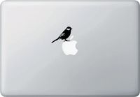 Yadda-Yadda Design Co. Bird Standing - New Zealand Tomtit - Laptop Decal - Copyright 2015 (2" w x 1.5" h) (Black)