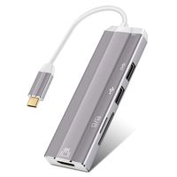 USB 3.1 Type C Hub,Txtech 6-in-1 Aluminum USB C Adapter with 4K HDMI Output,Type-C PD Charging,SD/TF Card Reader,USB 3.0 Ports,USB 2.0 Ports Data Hub Compatible for MacBook Pro 2018 and More(Grey)