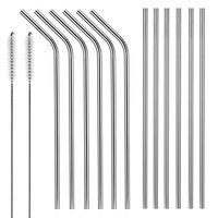X-Chef Metal Drinking Straws, Reusable Stainless Steel Straws, 10.5'' Ultra Long for 20/30oz Yeti RTIC SIC Ozark Trail Tumblers, 6 Straight & 6 Bent with 2 Cleaning Brushes