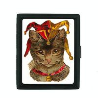 Perfection In Style Metal Cigarette Case Vintage Cat Design 016