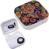 Portable Contact Lens Case Box Travel Kit Mirror + Bottle + Tweezers Container Holder [ Colorful Birds Decorative ]