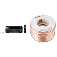 Yamaha RX-V385 5.1-Channel 4K Ultra HD AV Receiver with Bluetooth & AmazonBasics 16-gauge Speaker Wire - 50 Feet