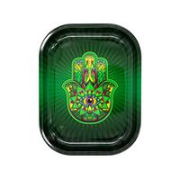 Metal Rolling Tray, Hamsa Green Design by V Syndicate (Small)