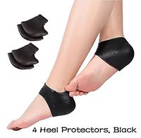 Magik Silicone Heel and/or Toe Protector Plantar Fascitis Pain Relief Cushion Set (Black, 4 Pcs Heel)