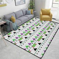 Oriental Print Area Rug Modern, Tribal Composition with Triangles Stripes Composition Traditional Mexican Motifs, Durable Carpet Area rug - Living Dinning Room Bedroom Rugs and Carpets(3'x 8')