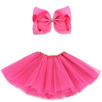 BGFKS 5 Layered Tulle Tutu Skirt for Girls with Hairbow and Hairties, Ballet Dressing Up Kid Tutu Skirt (Hot Pink, 2-8 Years Old)