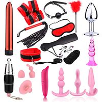 Escolourful Delicate Adult Six Toys Set Amal Plug Vibrant Vibratoe Handcuffs Necklace Whip Toys for Couples Coseplay Game