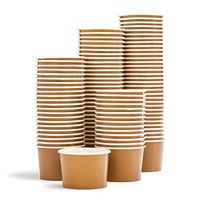 Paper Ice Cream Cups - 100-Count 9-Oz Disposable Dessert Bowls for Hot or Cold Food, 9-Ounce Party Supplies Treat Cups for Sundae, Frozen Yogurt, Soup, Brown