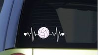 Volleyball Heart Beat PREMIUM Decal 5in. White | Funny Bumper Sticker | Diva Woman Mom | Kids | Window | Macbook | Car Truck SUV Van Motorcycle Helmet