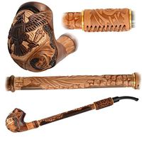 Tobacco Pipes for Smoking Pirate Pear Wood Hand Carved Long Churchwarden Pipe (Pirate - Ship)