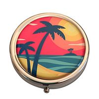 Tropical Paradise Silver Three Section Pocket Purse Travel Pill Box Case