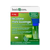 Basic Care Mini Nicotine Polacrilex Lozenge, 4 mg (nicotine), Stop Smoking Aid, Mint Flavor, 135 Count