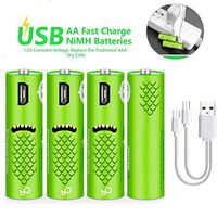 Mayuy Rechargeable UL Approved AA Batteries 1000mAh Battery with USB Ports High Capacity 1.2V NiMH Low Self Discharge Rechargeable Battery AA Charging by USB Cable(4 Pack+ USB Cable)