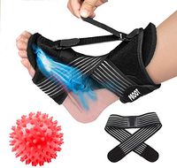 Plantar Fasciitis Night Splint Foot Drop Orthotic Brace Support,Adjustable Elastic Dorsal Night Splint for Men Women Plantar Fasciitis,Heel, Achilles Tendonitis,and Ankle Pain Cure with Massage Ball