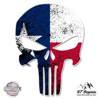 GT Graphics Punisher Skull Texas Flag - 3" Vinyl Sticker - for Car Laptop I-Pad Phone Helmet Hard Hat - Waterproof Decal