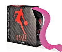 FlexU Kinesiology Tape; Super Saver Pre-Cut I Shape Strips (60 Strips of 2"X10"); Hypoallergenic; Therapeutic Recovery Sports Tape (Pink 115 Feet Pre-Cut)