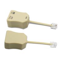 In-Line DSL Filter RJ11 6P4C Splitter Adapter Male to 2 Female Telephone Modem ADSL With Noise Filter for Telephone fax White (2 of Pack)